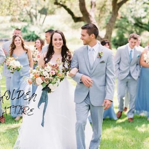 Sky Blue Men&#39;s Suit: Slim Fit Three Piece Wedding Suit