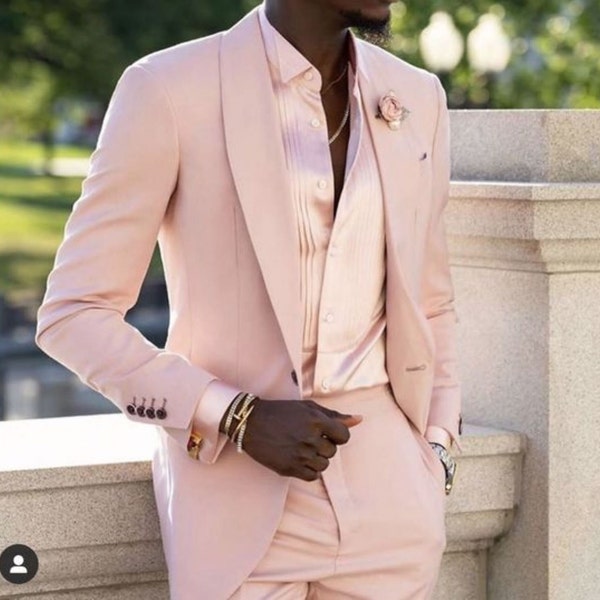 Men Three Piece Suit, Groomsmen wore 2 button Pink suit, Luxury Stylish  Premium Man Suit, Ethnic Wedding Wear 2 Piece Suit, Bespoke Suit,