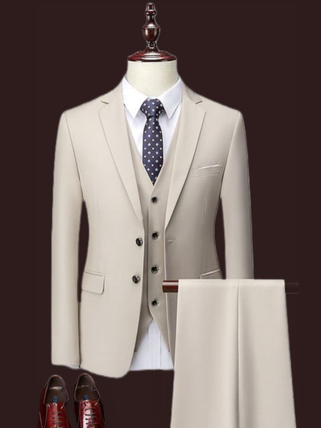 Men Cream Suit Beige Suits 3 Piece Suits Two Button Suit Etsy