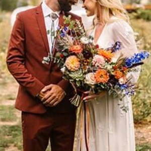 Men&#39;s Rust Wedding Suit: Luxury Two-Piece Ethnic Wear