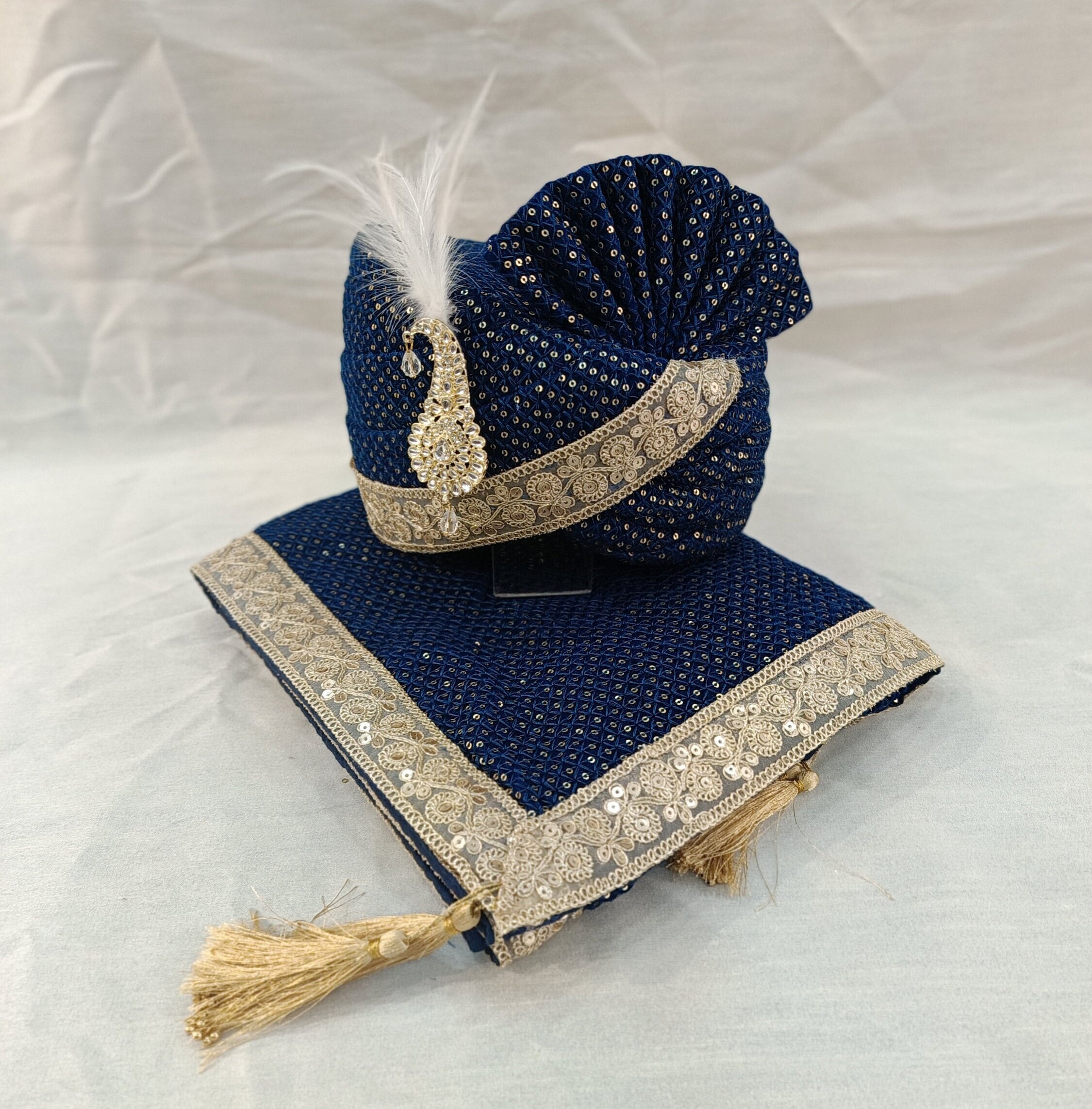 Elegant Blue and Gold Headwrap HEADWRAP [BLUE/GOLD] – FancyHeadz main image 3