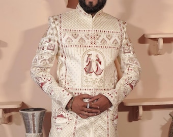 Ivory Sherwani For Men: Indian Groom Wedding Dress