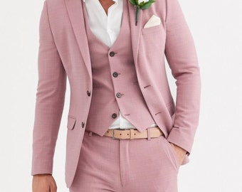 Suits For men, dusty rose Suit, Men Suits, 3 piece Suits, Dinner Suits, Wedding Suit, Groom suits, Bespoke Suits, gift for men, wedding gift