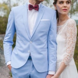Sky Blue Suit: Men&#39;s 2-Piece Wedding Suit