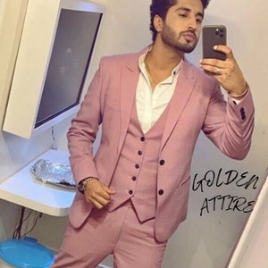 Golden attire dusty Rose 3 Piece Suit, Wedding Suit, Groom suit, Bespoke Suit, men slim fit suit, gift for men, bespoke suit, wedding gift,