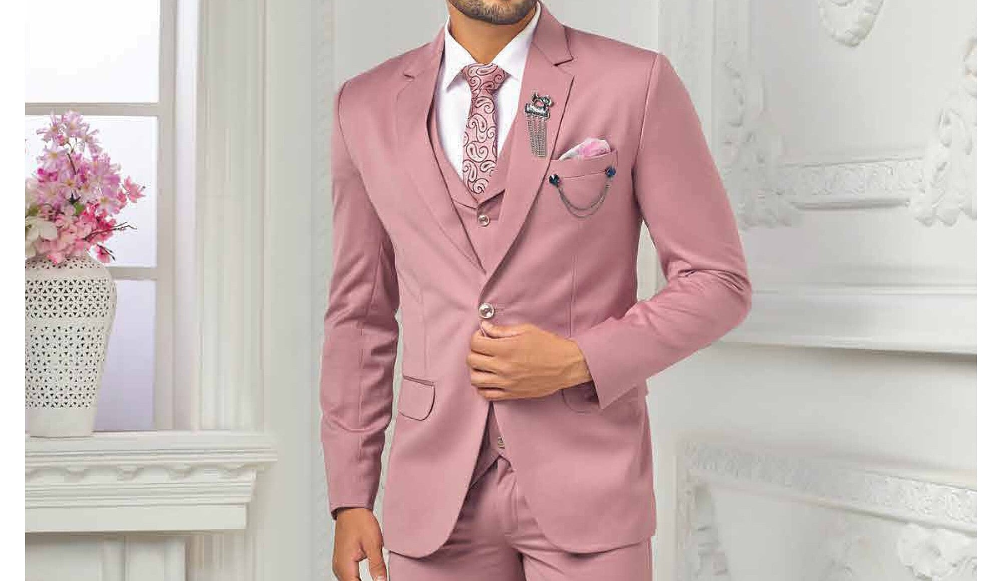 green emerald velvet dress Mauve Color Suit - Light Pink main image 1