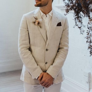 Cream Linen Suit: Luxury Two-Piece Wedding Suit