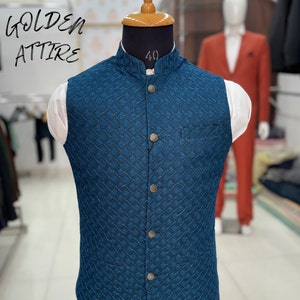 Blue Nehru Jacket Etsy Canada