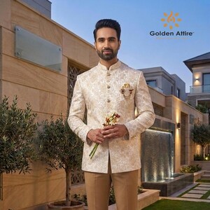 Terno Príncipe Creme, Terno Jodhpuri Masculino para Casamento Indiano
