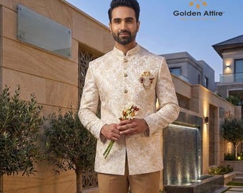 Cream Prince Suit, Men's Indian Wedding Jodhpuri Suits