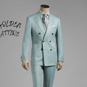 Green Double Breasted Suit: Custom 2-Piece Wedding Groom Tuxedo