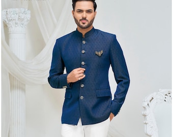 Blue jodhpuri wedding Suit, jodhpuri suit for men, groom wedding suit, men wedding suit, prince Suit, groom Indian outfit, Groomsmen suit,