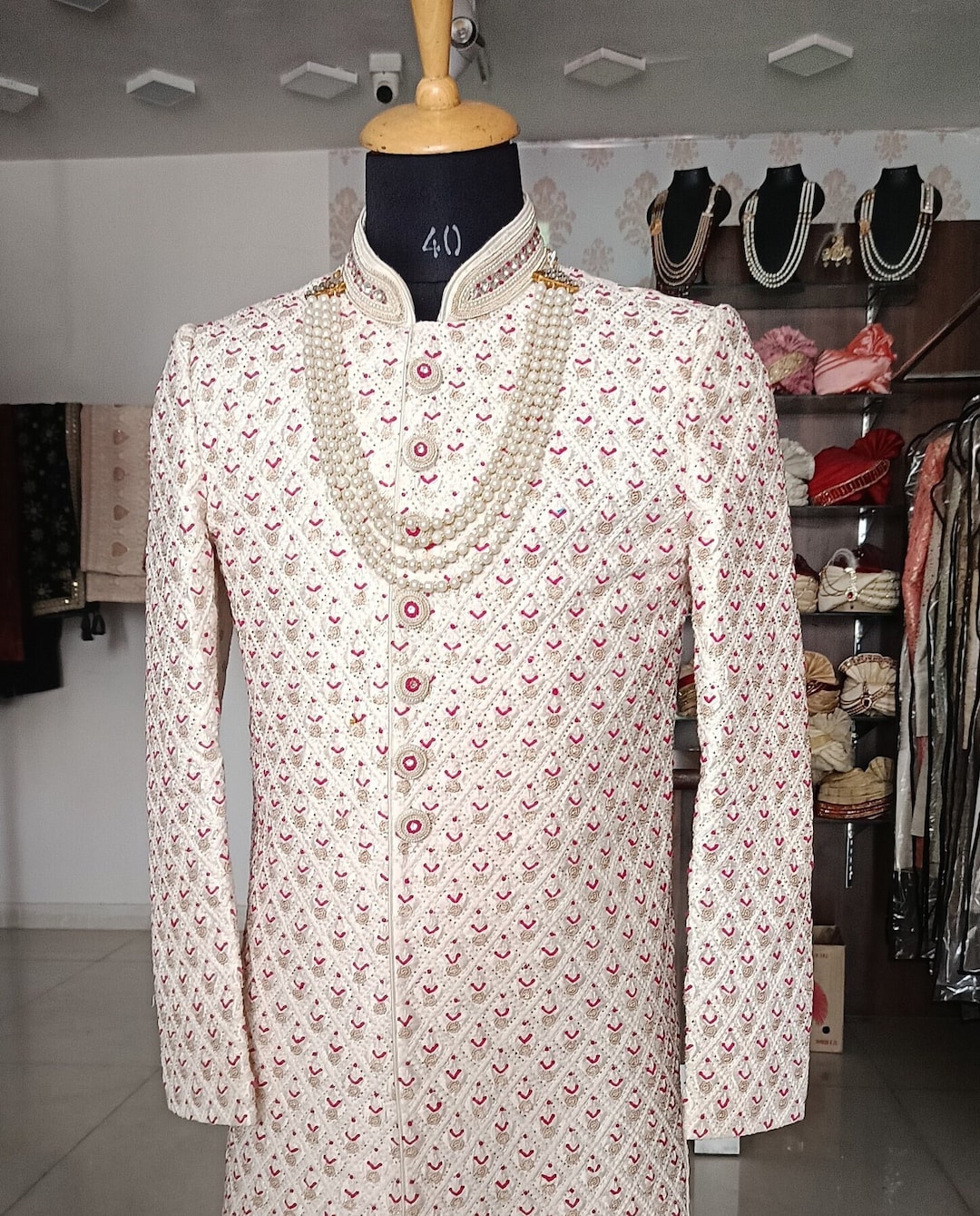 Designer Pink Wedding Sherwani for Groom