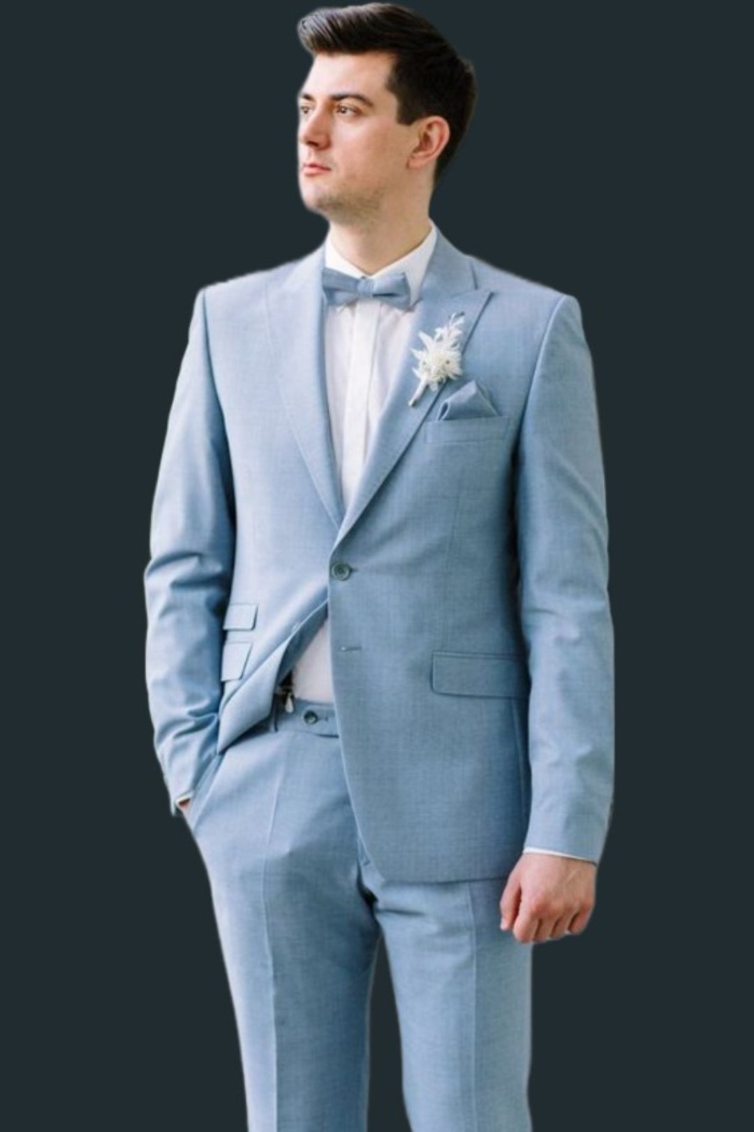 Men Suit Sky Blue Suits 2 Piece Custom Suit Two Button Etsy
