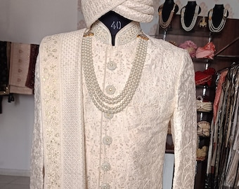 Wedding Sherwani Set, Classic Groom Outfit