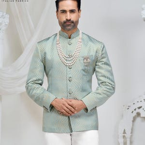 Sage Green Jodhpuri Suit: Indian Wedding Groom Outfit