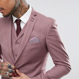Dusty Rose 3-Piece Suit: Men&#39;s Wedding Groom Suit