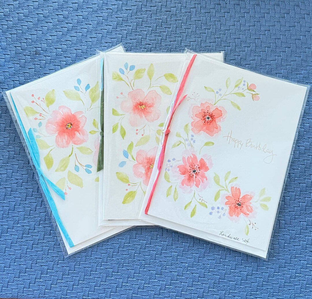 Watercolor Pink Flower Greeting Card Set – Keepsake Blank Cards - Etsy