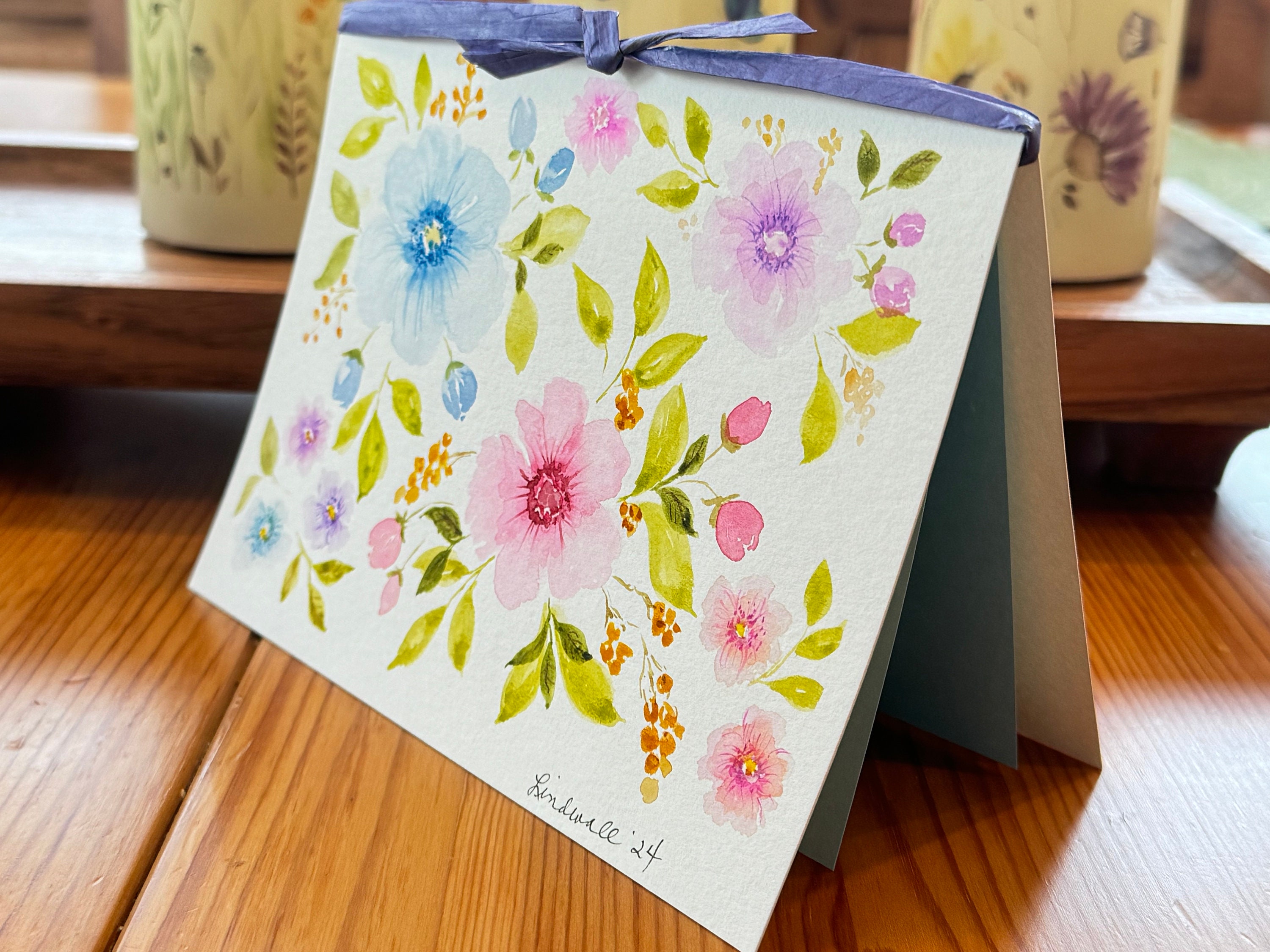 Pastel Flowers Keepsake Greeting Card/horizontal (5