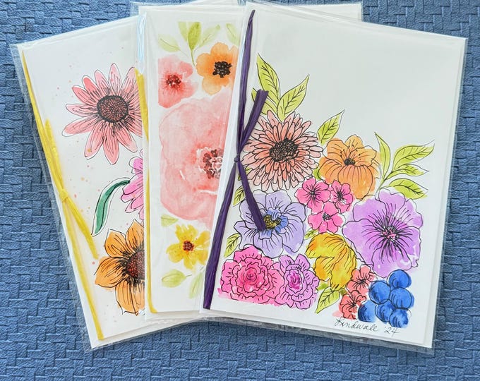 Watercolor Floral Greeting Card Set – Blank Note Cards, Keepsake Art - Etsy