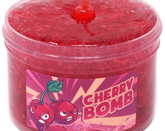 Cherry Bomb Red Clear Scented Crunchy Satisfying Slime, Gift for Her Him, Slime Shops, Slime Drops