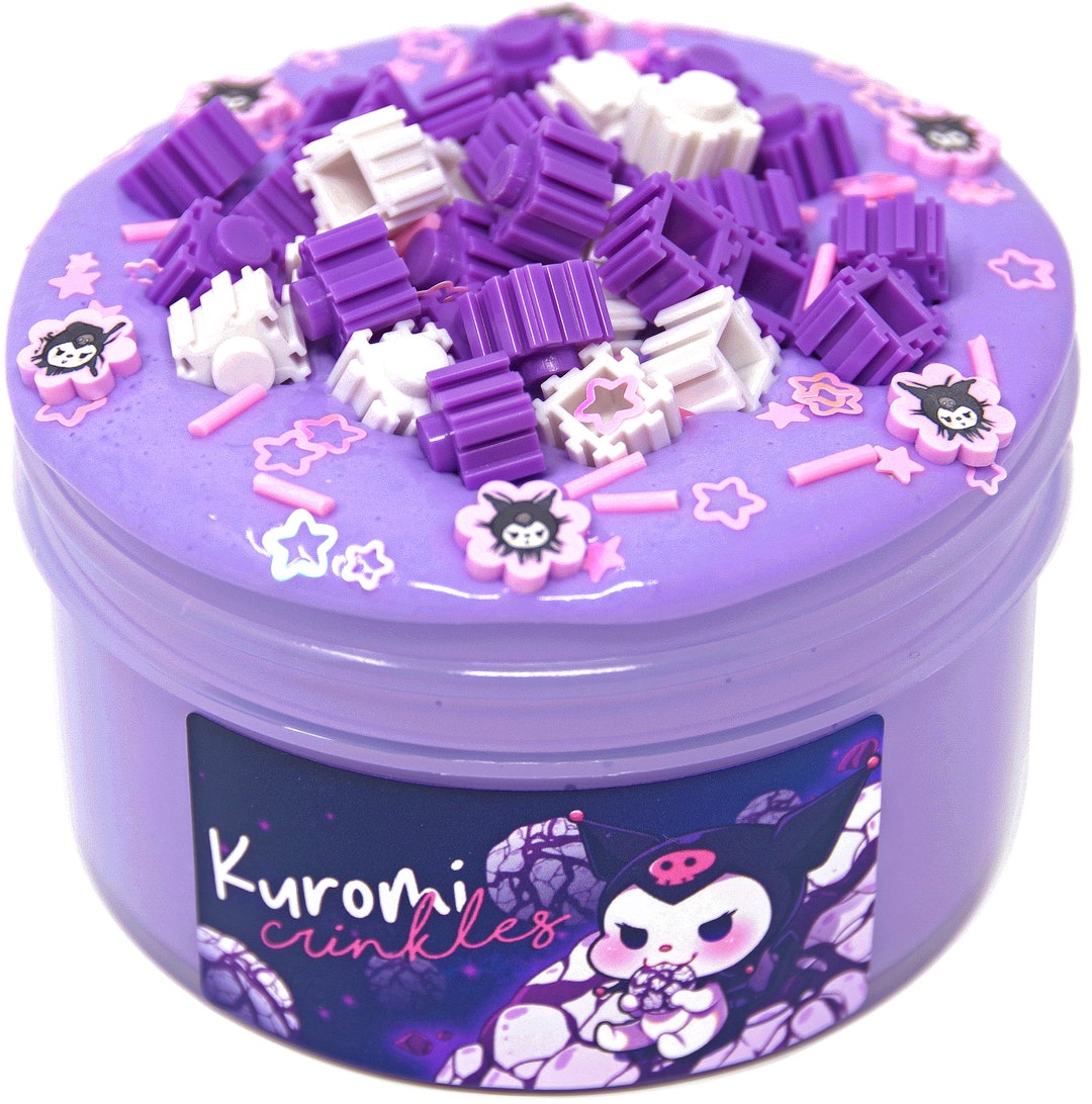 Kuromi Crinkles Cute Purple Crunchy Premium Japanese Clay Slay Scented Slime With Block Beads