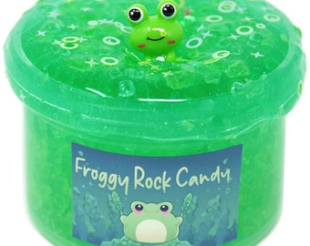 Froggy Rock Candy Crunchy Satisfying Texture Green Scented Slime, Gift For Her Him, Slime Shops, Slime Drops