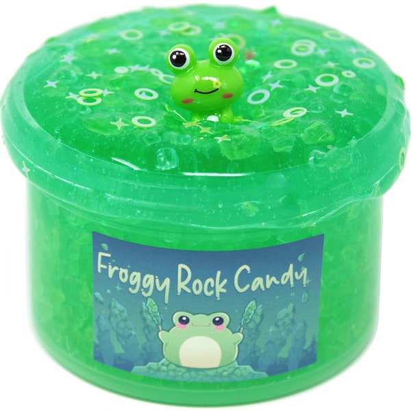 Froggy Rock Candy Crunchy Satisfying Texture Green Scented Slime, Gift For Her Him, Slime Shops, Slime Drops