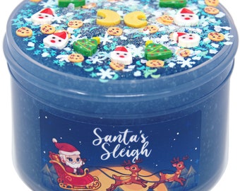 Santa's Sleigh Scented Jelly Blue Festive Christmas Holiday Themed Slime, Gift for Her Him, Slime Shops, Slime Drops