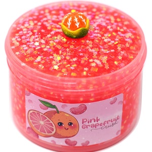 Pink Grapefruit Crunch Scented Clear Crunchy Satisfying Jelly Bingsu Slime, Gift for Her Him, Slime Shops, Slime Drops