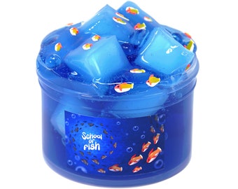 School of Fish Clear Blue Jelly Cube Slime, Gift For Her Him, Slime Shops, Slime Drops