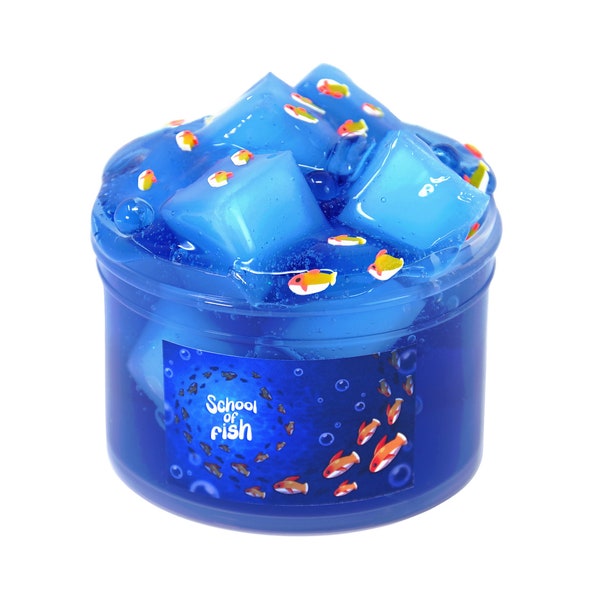 School of Fish Clear Blue Jelly Cube Slime, Gift For Her Him, Slime Shops, Slime Drops