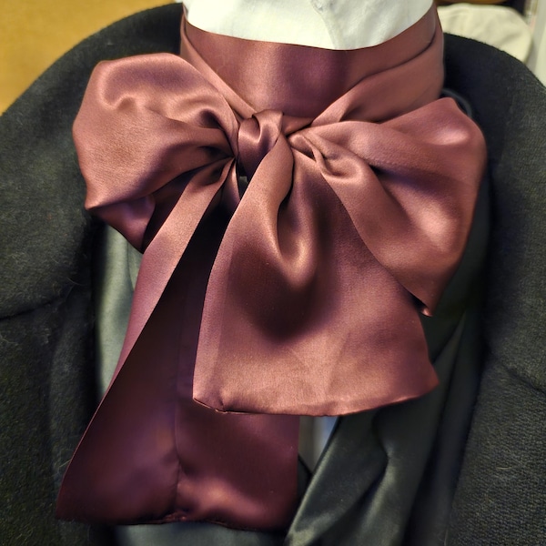Nosferatu- puce silk satin Cravat Neck Tie Ascot vampire wedding regency victorian georgian pirate dandy steampunk goth gothic whitby
