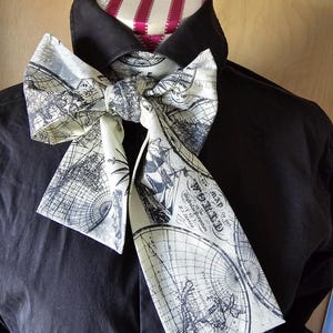 NAVIGATE- cream gold cotton Cravat Neck Tie Ascot steampunk goth gothic pirate mermaid whitby victorian unisex nautical naval ocean sea