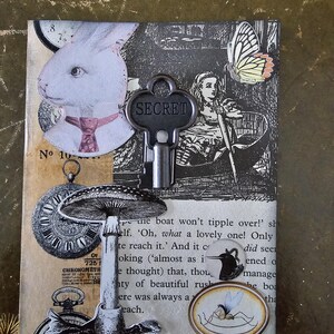 Carte de voeux lunatique vierge à l'intérieur de mariage amour romantique vintage art Alice au pays des merveilles lapin blanc lièvre mars chapelier fou reine rouge