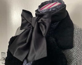 LeStat- Black duchess satin Cravat Neck Tie Ascot vampire wedding regency victorian georgian pirate dandy steampunk goth gothic whitby