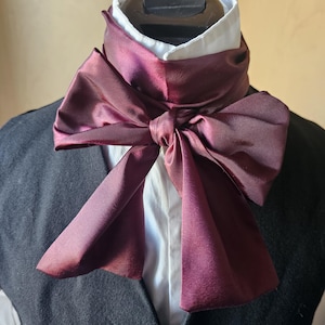 SANGUINE- Maroon taffeta Cravat Neck Tie Ascot wedding regency victorian georgian pirate dandy steampunk gothic whitby burgundy red black