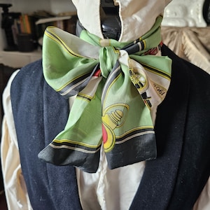 MOTOR- green silk car themed Cravat Neck Tie Ascot wedding regency victorian edwardian gothic steampunk vampire goth historical men black
