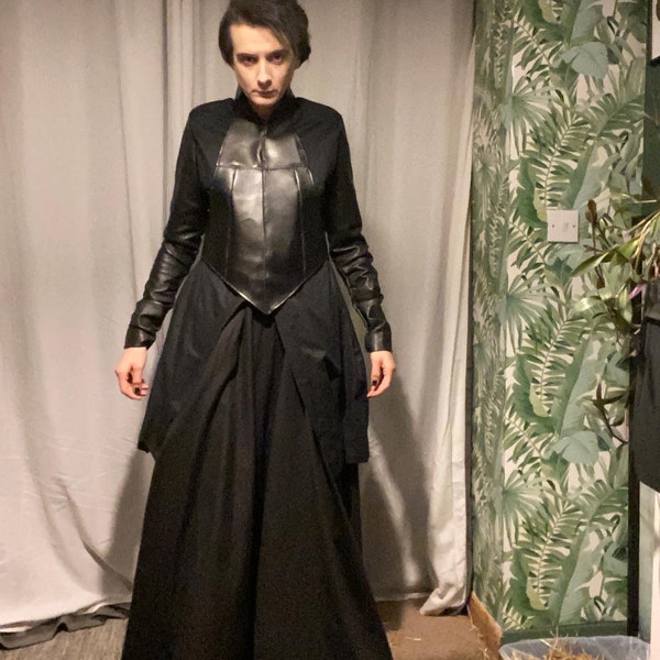 Morpheus Sandman Dream voller Cosplay Kostüm Größe klein Medium Neil Gaiman Leder Baumwolle Kleid Kleid Robe Tunika Top Neckholder Outfit unisex tv