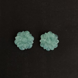 Flower Carving Aquamarine Carving Natural Aquamarine Flower Carving Hand Carved Aquamarine 19*19mm Gemstone Flower For Jewelry
