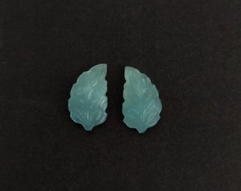 Leaf Carving Aquamarine Carving Natural Aquamarine Leaf Carving Hand Carved Aquamarine 12*21mm Gemstone Flower For Jewelry Making
