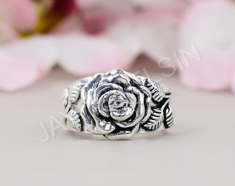 Rose Flower Ring, Rose Ring, Flower Ring, 925 Sterling Silver Ring, Gift For Her, Vintage Jewelry, Valentine Gift For Her, Gift For Mother