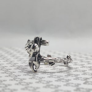 Cat Ring Sterling Silver Climbing Cat On Branches Ring Cute Kitten Ring Stacking Ring 925 Sterling Silver Ring Handmade Ring Gift