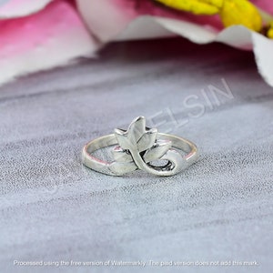 Zierlicher Ring Sterling Silber Blatt Ring Blatt Design Stapelbarer Ring 925 Sterling Silber Ring Natur Inspiriert Ring Vintage Versprechen Band