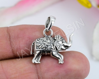 Colgante de animal Colgante de elefante de plata de ley 925 maciza Colgante de elefante floral Colgante de animal Colgante de elefante grabado 2,5*1,8*0,6 cm