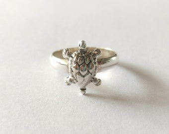 Sterling Silber Schildkröte Ring, Handgemachte Ocean Schmuck, Glücksring