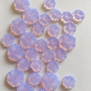 Fire Opal Flower Handmade Lavender Opal Flower Carving Flower Shape Carved Gemstone Carved Gemstone For Jewelry 14,15,16,17,18,19,20,21,22mm