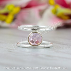 Natural Rose Quartz Ring Rose Quartz Statement Ring 925 Sterling Silver Round Rose Quartz Ring Handmade Ring Gift For Her