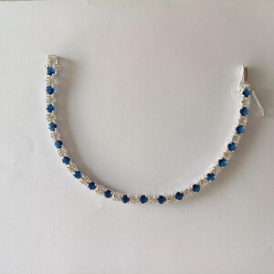 Tennis Armband Sterling Silber CZ Sapphire und Diamant Armband für Sie Handgefertigtes Armband Voll Anpassbares Armband