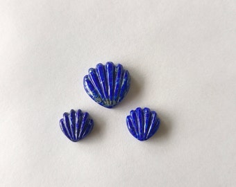 Lapis Sea Shell Carving Lapis Lazuli Shell Lapis Hand Carved Gemstone Sea Shell For Jewelry Shell Full Customization Available